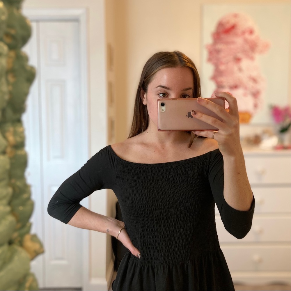 Black off the shoulder shirt